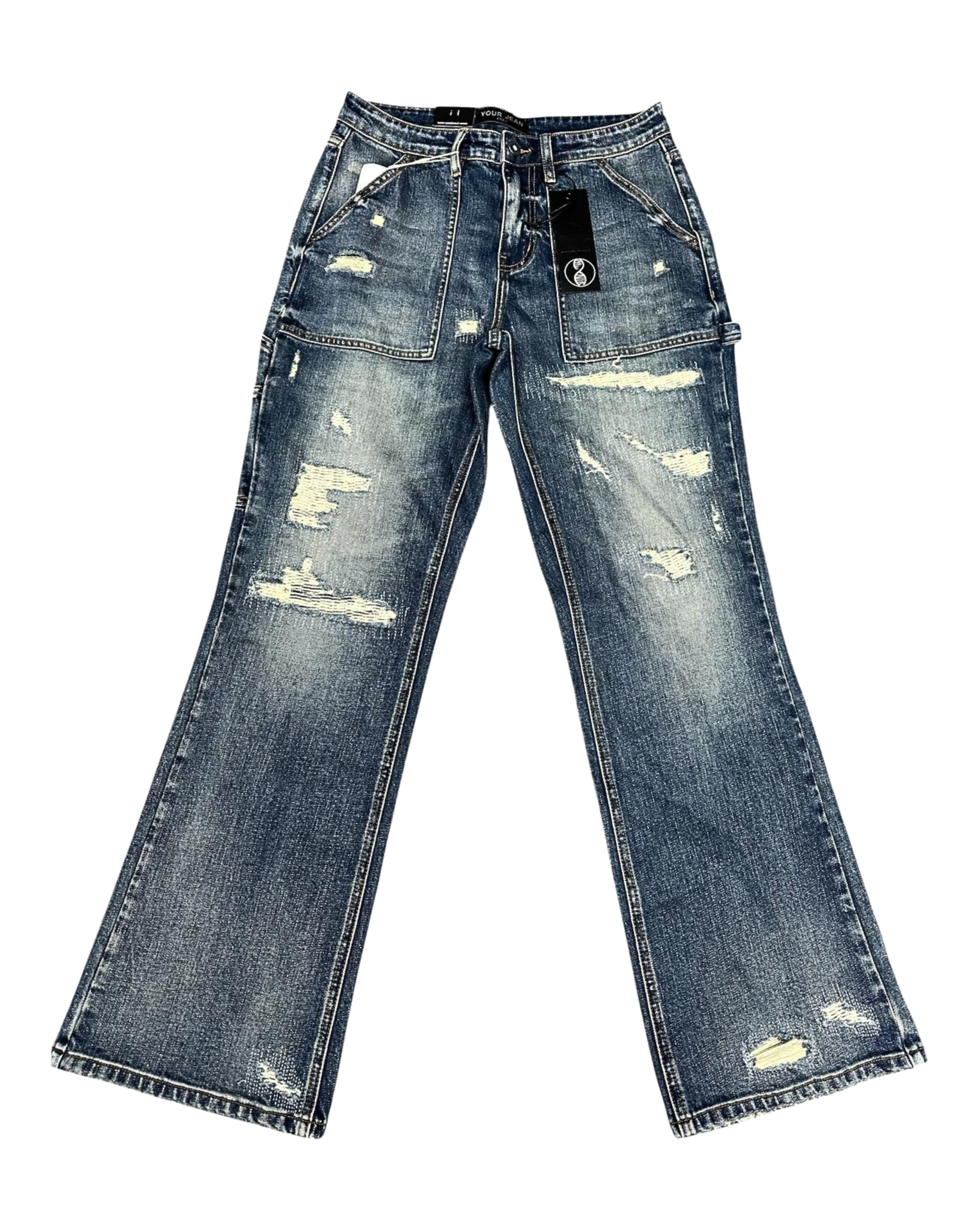 Dark Blue Wash Stacked Jeans