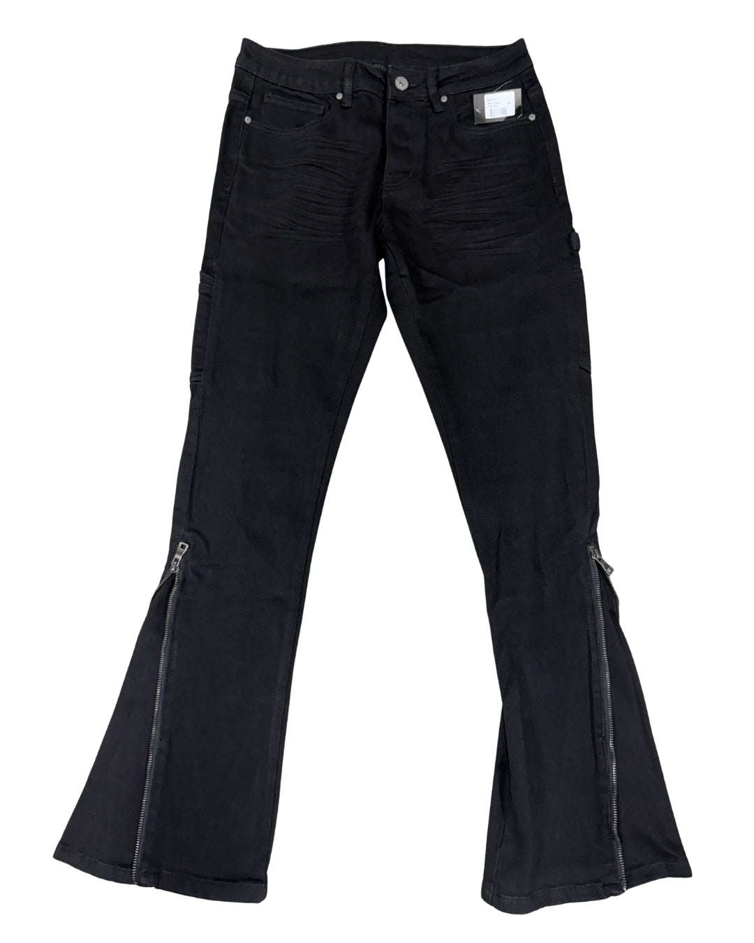 Men's Zipper Flare Pants SD-01 – Jet Black — front view