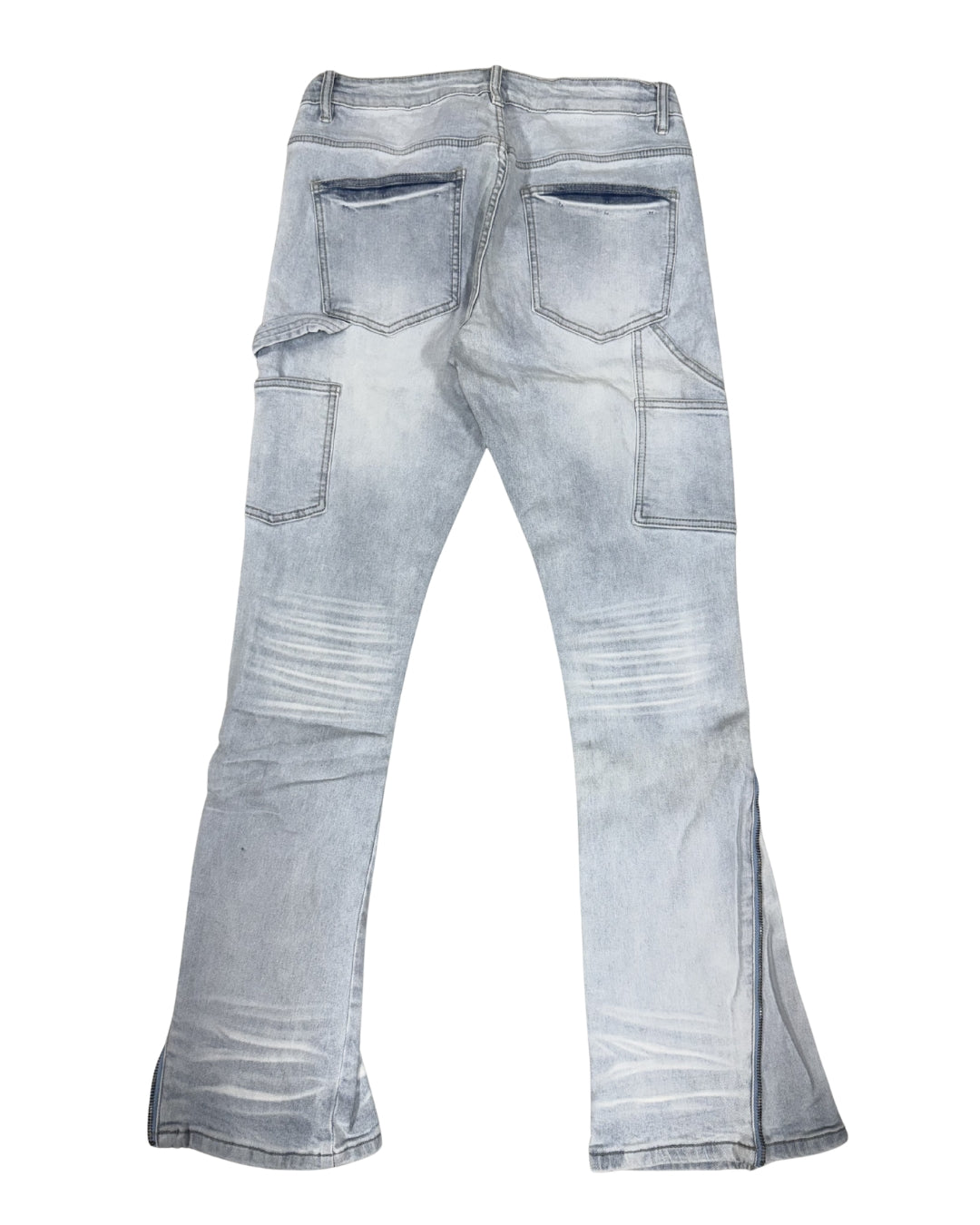 Men's Zipper Flare Pants SD-01 – Light Blue — back view