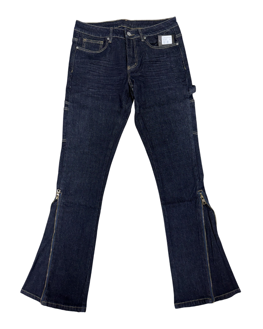 Men's Zipper Flare Pants SD-01 – Raw Denim Blue — front view