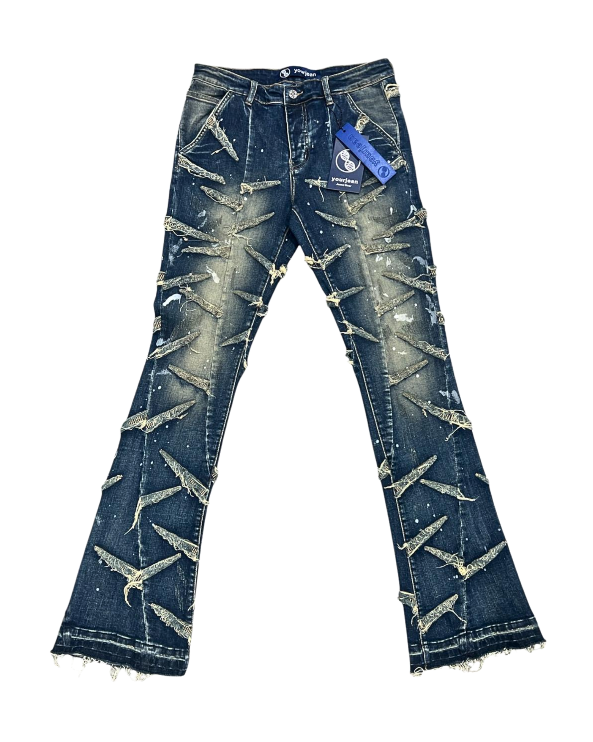 Vintage Navy Blue Stacked Jeans