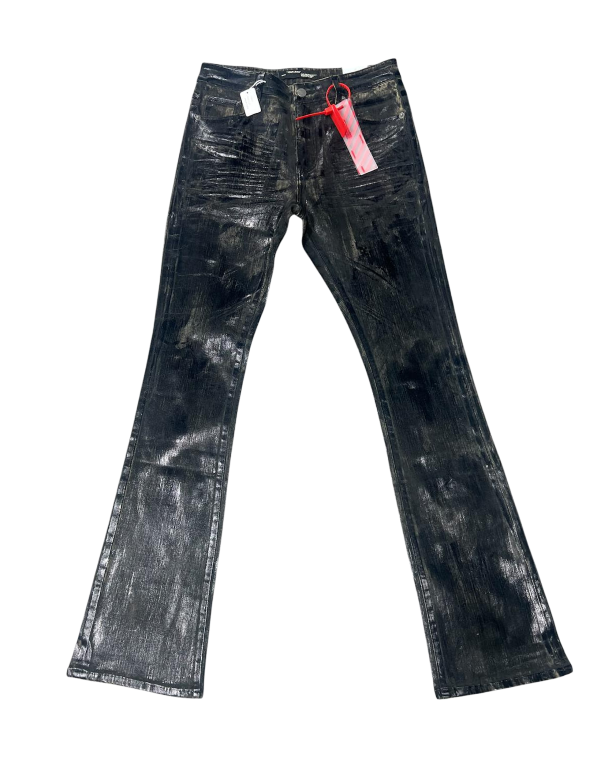 Wax Silver with Black Stacked Jeans