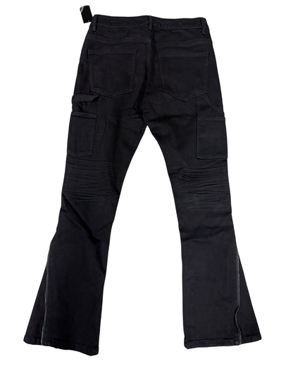 Men's Zipper Flare Pants SD-01 – Jet Black — back view