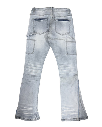 Men's Zipper Flare Pants SD-01 – Light Blue — back view