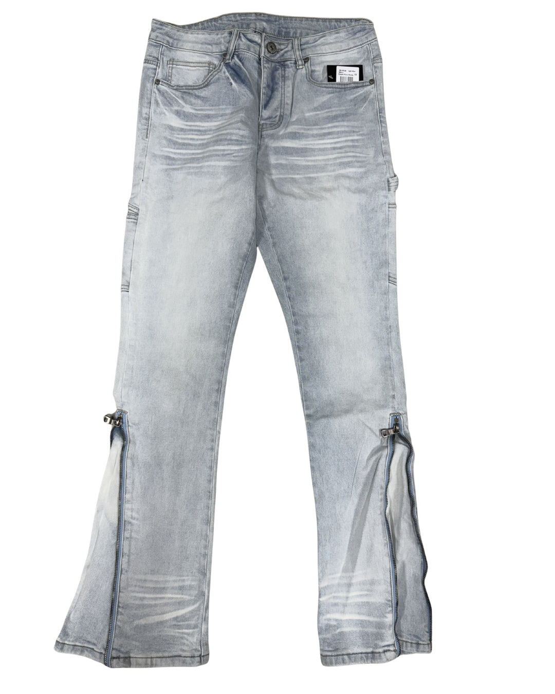 Men's Zipper Flare Pants SD-01 – Light Blue — front view