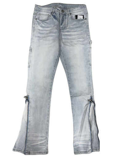 Men's Zipper Flare Pants SD-01 – Light Blue — front view
