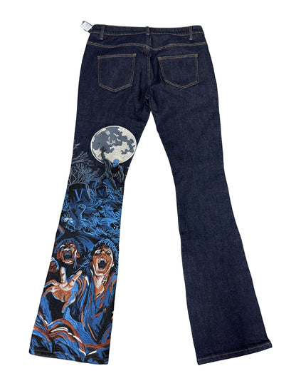 Men's Stacked Pants SD-08 – Raw Denim Blue — back view