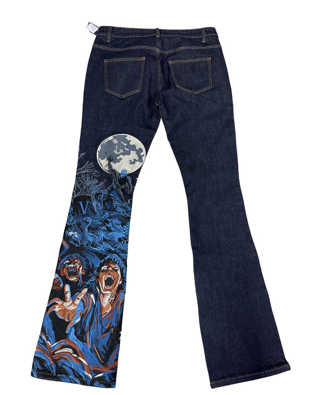 Men's Stacked Pants SD-08 – Raw Denim Blue
