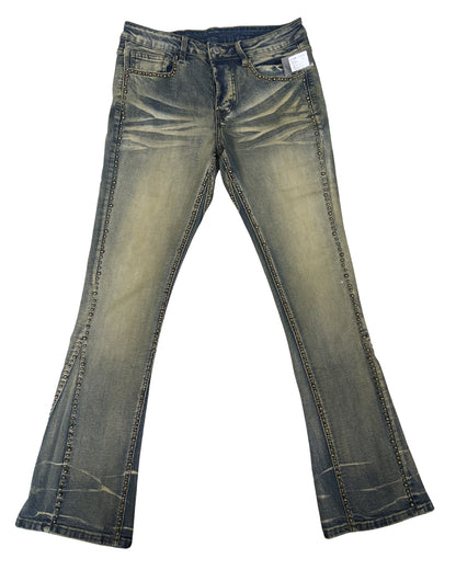 Men's Stacked Pants SD-10 – Washed Blue — front view