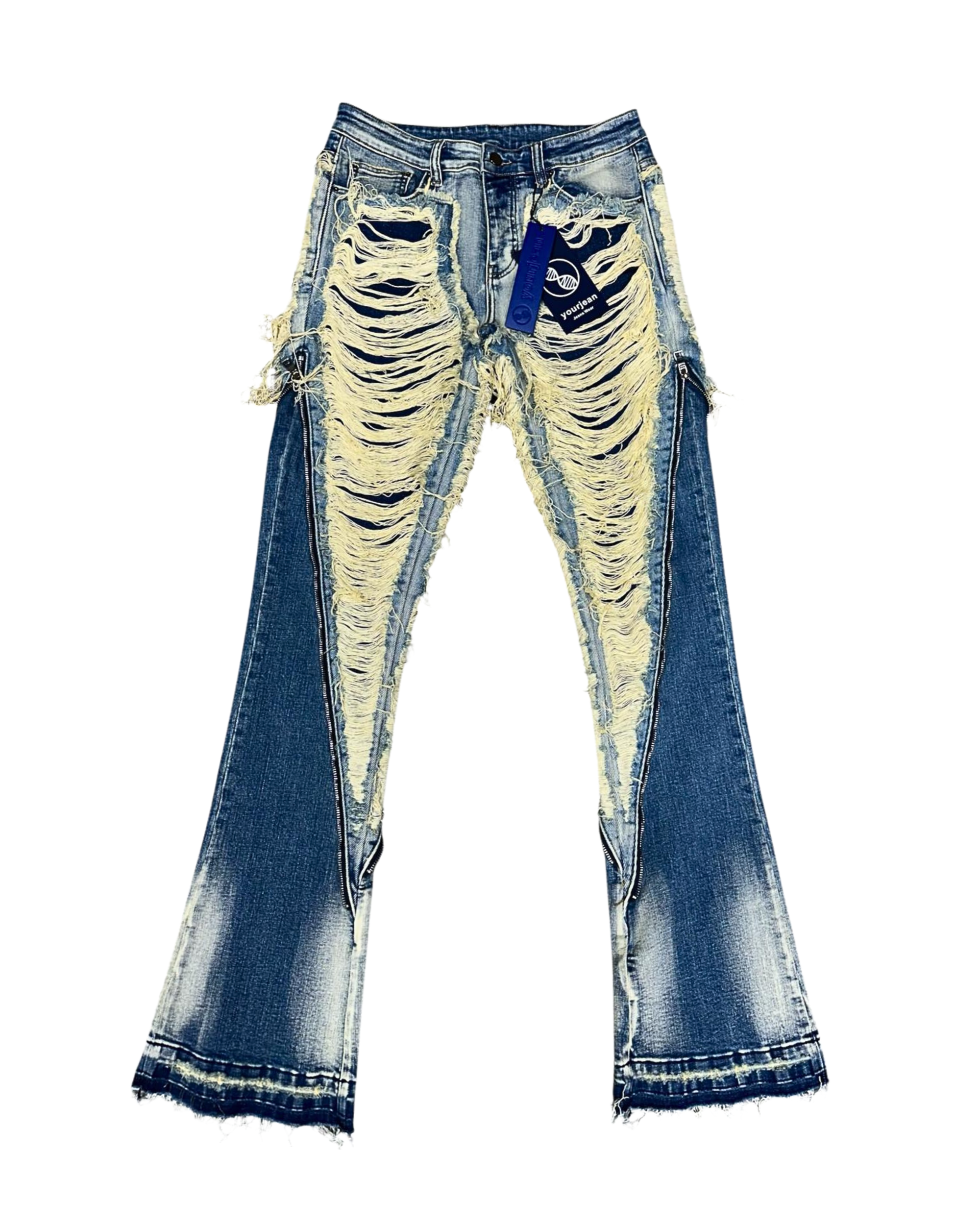 Blue Wash Ombre Stacked Jeans