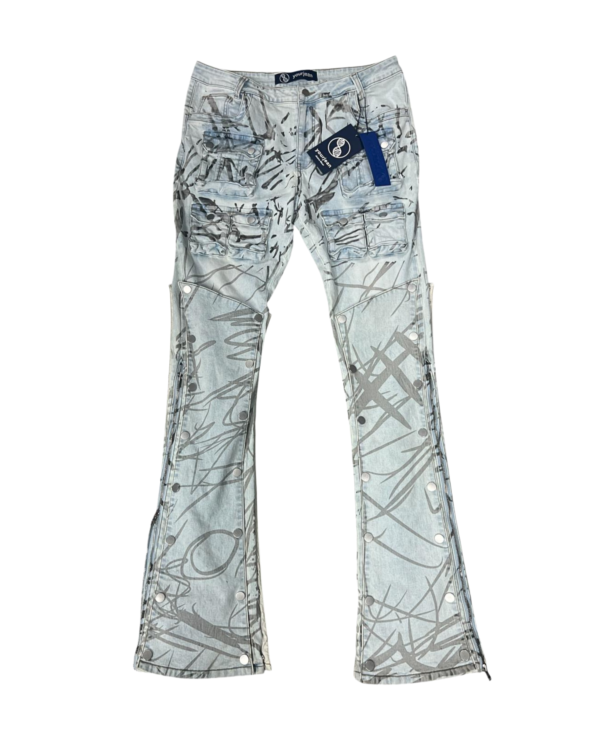 Washed Light Blue Stacked Jeans